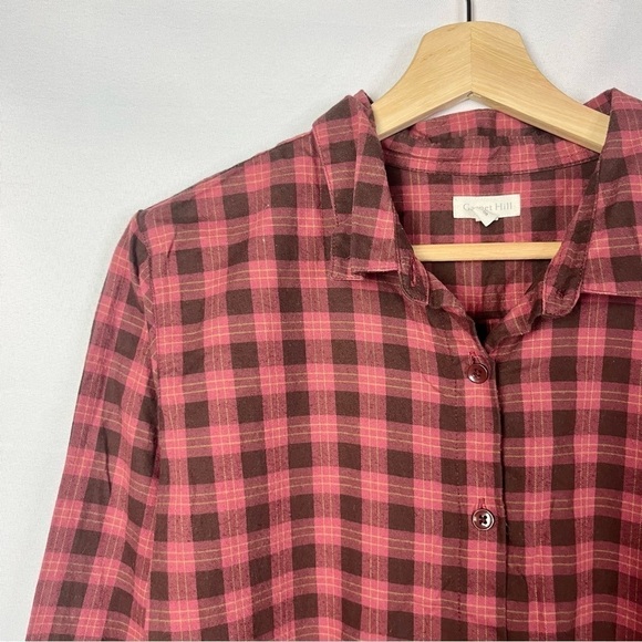 Garnet Hill Red Plaid Flannel Long Sleeve Mini Dress 8 - Picture 3 of 3